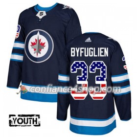 Adidas Maillot de Hockey Winnipeg Jets Dustin Byfuglien 33 2017-2018 Bleu Marine USA Flag Fashion Authentic - Enfant
